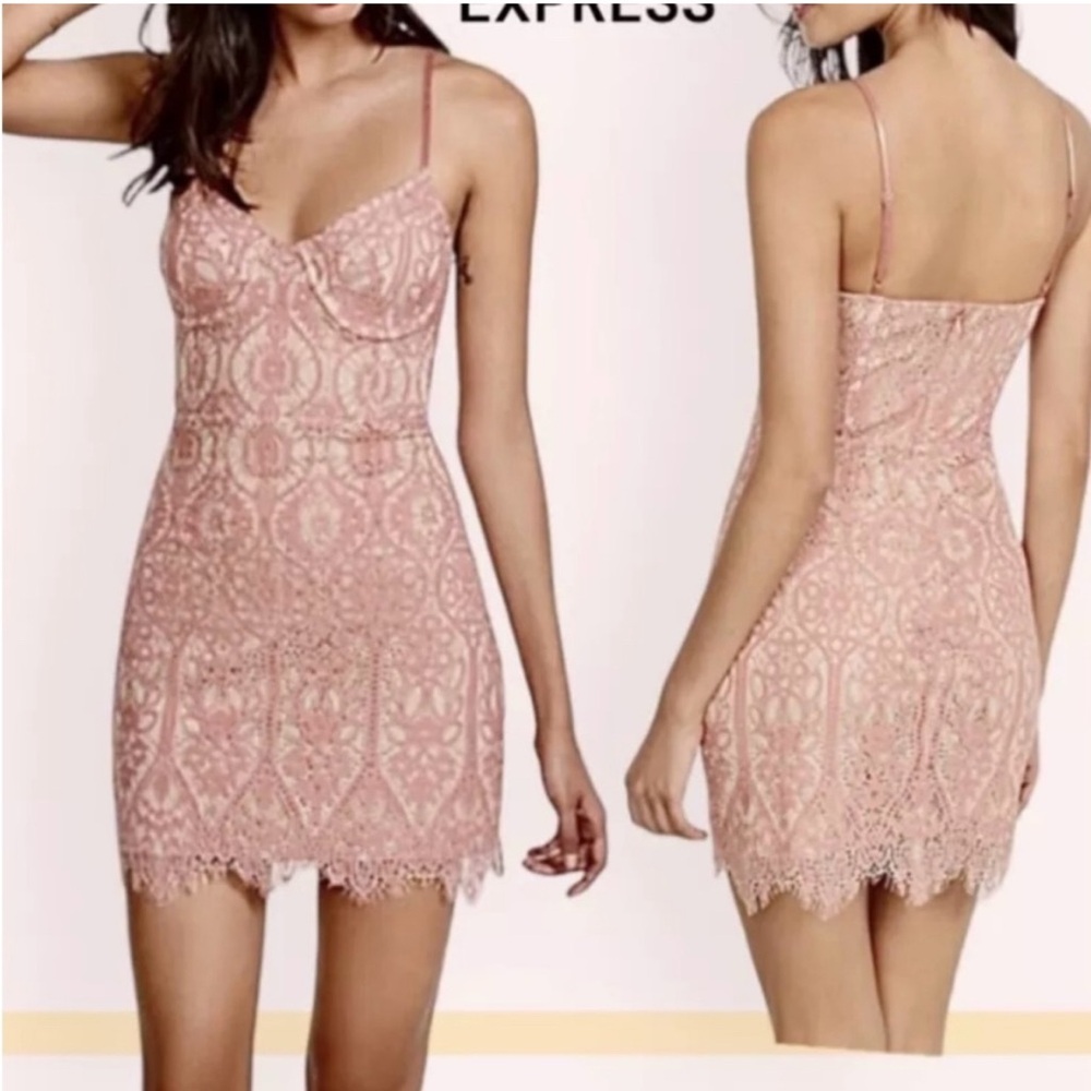 Express Lace Pink Lace Mini Dress NWT